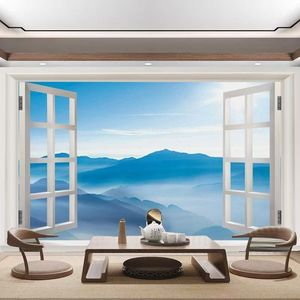 Mural <span class=keywords><strong>de</strong></span> Ventana con Paisaje Costero, Decoración para Sótanos y Hoteles, Papel Tapiz Removible Resistente a la Humedad - Product Image 4