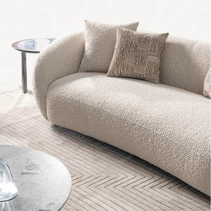 Sofá <span class=keywords><strong>Esquinero</strong></span> de Tres Plazas para Sala de Estar, Moderno, Tapizado en Tela Bouclé Color <span class=keywords><strong>Blanco</strong></span> Nube, Venta al por Mayor - Product Image 3