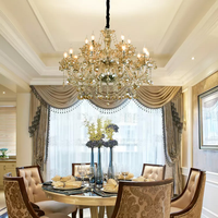 Lustre en cristal ambré de luxe européen pour villa, salon, hôtel, salle de banquet, décoration et éclairage