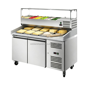 Mesa refrigerada para preparación de ensaladas en restaurantes, mesa de trabajo de cocina con múltiples compartimentos y gabinete de almacenamiento para servicio de alimentos - Product Image 4