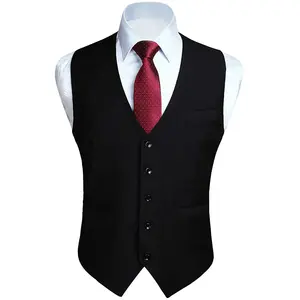 Men's Suit Vest Business Formal Dress Waistcoat Vest OPP Bag Woven Vest for Men Formal Biggest Size Sky Blue Spring Breathable