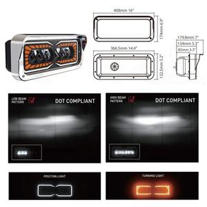 Feux de camion <span class=keywords><strong>Kenworth</strong></span> <span class=keywords><strong>W900</strong></span>, phares LED, 16*7 pouces, DOT blanc, DRL ambre, clignotant, SAE, Peterbilt - Product Image 3