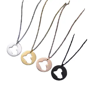 Round Stainless Anti-Fading 4 Colors Asian Country Iraq Map Flag Necklace With Hollow Design