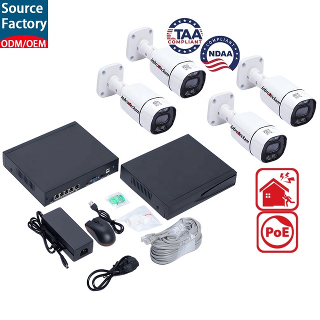 Seetong 4CH 4MP PoE Security Camera System H.265 AI Person/Vehicle Detection Outdoor 4pcs Wired PoE IP Cameras Remote App Access