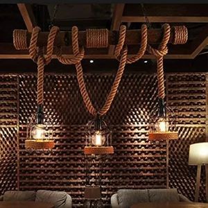 Landelijk Retro B&B Kunstwerk Henneptouw Vogelhuisje Multi-Head kroonluchter Industriële stijl Bar Receptie Restaurant Lampen - Product Image 4