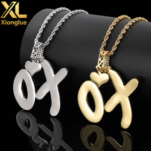 Collar con Colgante XO de Moda Hip Hop para Mujer, con Circonitas 5A y Baño de Oro, Diseño de Besos y Abrazos, Colgante de Latón para Chicas - Product Image 6