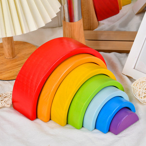 Sáng Tạo Unisex Giáo Dục Bằng Gỗ Cầu Vồng Xây Dựng Khối Bền Sáng Tạo Xây Dựng Đồ Chơi DIY Chơi Thiết Lập PC lứa tuổi 2-14 + - Product Image 3