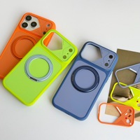 Casing Ponsel Layar Besar dengan Dudukan Magnetik Berputar untuk iPhone 17ProMax 16 15 14 Ramah Kulit 13 12 Desain Dua Warna