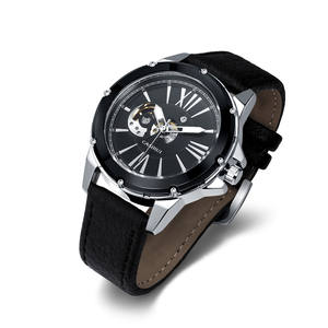 Montres à quartz de luxe de marque chinoise en gros pour hommes, étanches, bracelet en cuir tendance, boîtier en alliage, cadran en verre, squelette automatique - Product Image 1