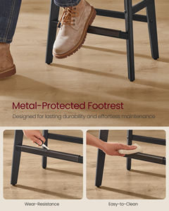 Juego de 2 <span class=keywords><strong>taburetes</strong></span> de barra de mostrador <span class=keywords><strong>VASAGLE</strong></span>, <span class=keywords><strong>taburetes</strong></span> de Bar de cuero sin espalda modernos, patas de madera maciza, <span class=keywords><strong>taburetes</strong></span> de sillín - Product Image 4