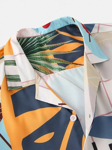 Camisa y pantalones cortos estampados de verano para <span class=keywords><strong>hombre</strong></span>, talla grande, con botones, corte holgado, informal, <span class=keywords><strong>traje</strong></span> de dos piezas para la playa - Product Image 2