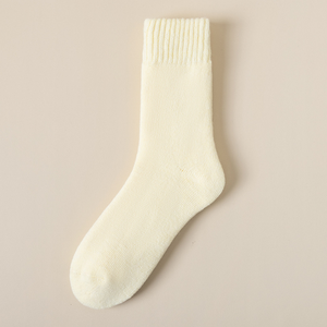 Venta al por mayor acogedores calcetines de lana de punto de color sólido 2025 moda suave y cómodo grueso <span class=keywords><strong>Merino</strong></span> calcetines de lana Crew - Product Image 4