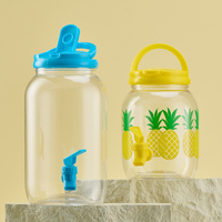 Bouteille d'eau grande capacité 2500 ml 3800 ml, impression personnalisée, pot à cornichons salés scellé avec robinet, distributeur de boissons en plastique avec robinet