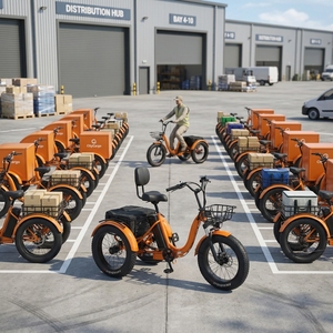 Tricycle à assistance <span class=keywords><strong>électrique</strong></span> Fat Tire Heavy Cargo 500W 48V Lithium pour la livraison du dernier kilomètre et la location <span class=keywords><strong>de</strong></span> flotte <span class=keywords><strong>de</strong></span> villégiature OEM - Product Image 1