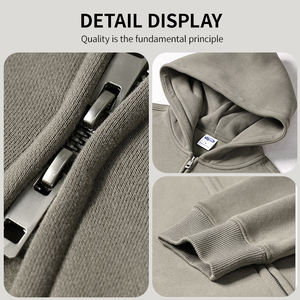 هودي مطبوع حسب الطلب بأسلوب Y2K للشارع، جودة عالية من الصوف الثقيل، تصميم فضفاض من القطن للمصنعين، هودي رجالي بسحاب - Product Image 4