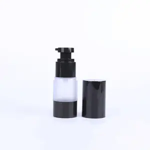 Bottiglia di essenza nera all'ingrosso confezione cosmetica per la cura della pelle 15ml 30ml 50m 100ml bottiglia airless per fondotinta in plastica di lusso