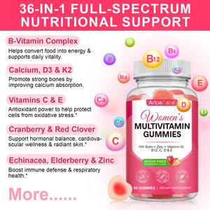 ArtoaLabs Gommes multivitaminées sans sucre saveur fraise pour femmes, marque privée, complément vitaminique en gommes pour femmes - Product Image 4