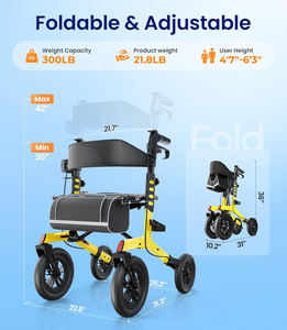 軽量アルミ折りたたみ式ローレーターウォーカーシート調整可能高さモビリティエイド高齢者リハビリテーション機器 - Product Image 2