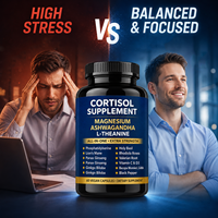 Capsules d'Ashwagandha, de Magnésium, de L-Théanine et de Rhodiola pour l'équilibre du cortisol, le soulagement du stress, le soutien du sommeil et l'amélioration de la mémoire