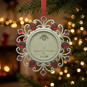 Silver Metal 2"x2" Hanging <b>Christmas</b> Ornament Photo Frame for Holiday and Tree Decoration - Product Image 3
