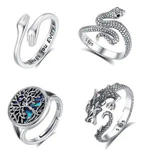 Merryshine S925 plata esterlina serpiente Árbol de la vida anillo de plata joyas de plata 925 por mayor plata 925 al por mayor anillo