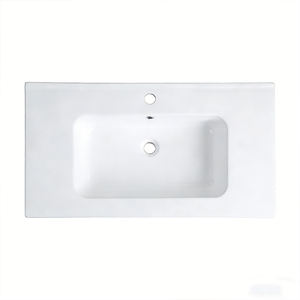 Meuble de salle de bain moderne haut de gamme avec vasque en pierre artificielle à poser sur le comptoir, à cuve unique - Product Image 4