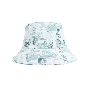 Wholesale High Quality OEM ODM Wide Brim Leaf Pattern Summer Casual Custom Unisex <b>Reversible</b> 100% Cotton <b>Bucket</b> <b>Hat</b> for Travel - Product Image 2