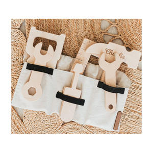 Boîte à outils en bois de couleur naturelle unisexe pour enfants, jouets d'apprentissage en coton personnalisés pour tout-petits, cadeau parfait pour bébé, garçons âgés de 5 à 7 ans Zzm - Product Image 1