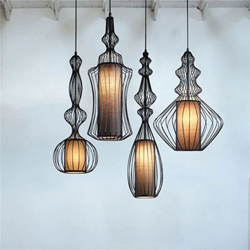 Hot sale American Industrial Retro Style Bar Bird Cage Shape cheap pendant light nordic chandelier pendant lights