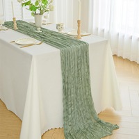 Nappe de table en gaze froissée rayée, 100 % polyester, écologique, pour la maison et l'hôtellerie, disponible en plusieurs couleurs, en gros