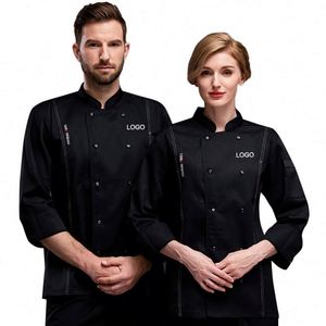 Chaqueta de Chef con Ribete Negro Completo, Uniformes Modernos para Restaurante, Ropa de Trabajo para Camareros y Camareras, Ropa de Seguridad, Chaquetas de Chef a la Moda - Product Image 1