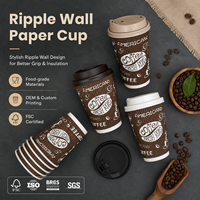 Vaso de Papel Kraft Ondulado Resistente al Calor, Libre de BPA, No Tóxico, de Grado Alimenticio Estándar, para Cafetería, Tienda de Bebidas y Comida, de la Marca Artisan Coffee Roastery