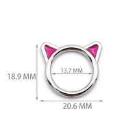 Boucle de connexion personnalisée en métal en forme de chat pour sac, décoration de boucle ronde en résine pour vêtements, sacs et colliers pour animaux de compagnie