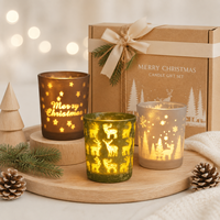 Pot à bougie vide en verre dépoli de qualité supérieure, motif étoile et renne, pour centre de table de Noël, présentation de cadeaux saisonniers