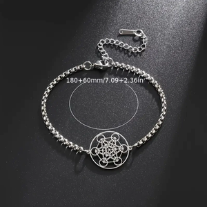Bracelet à maillons en acier inoxydable avec <span class=keywords><strong>sceau</strong></span> du <span class=keywords><strong>roi</strong></span> <span class=keywords><strong>Salomon</strong></span> et sceaux sacrés des archanges, chaînes ajourées géométriques - Product Image 3