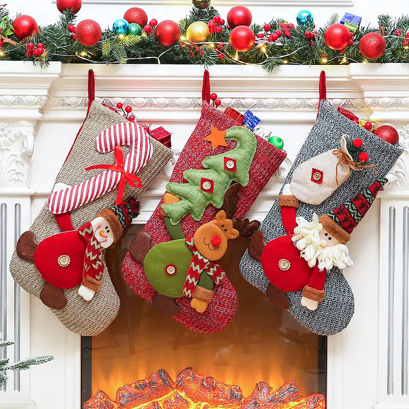 Factory Supplier Hotselling Fireplace Hanging Christmas Stocking In Bulk Promotional Hidden Face Xmas Gift Bag