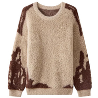 Tricots personnalisés pour hommes de haute couture en fausse fourrure de vison Jacquard pulls flous pulls surdimensionnés
