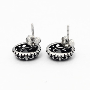 yunnique Fashion <b>Stud</b> <b>Earrings</b> <b>Black</b> Oval Bezel Setting Geometric Design Party Jewelry 316 Stainless Steel - Product Image 4