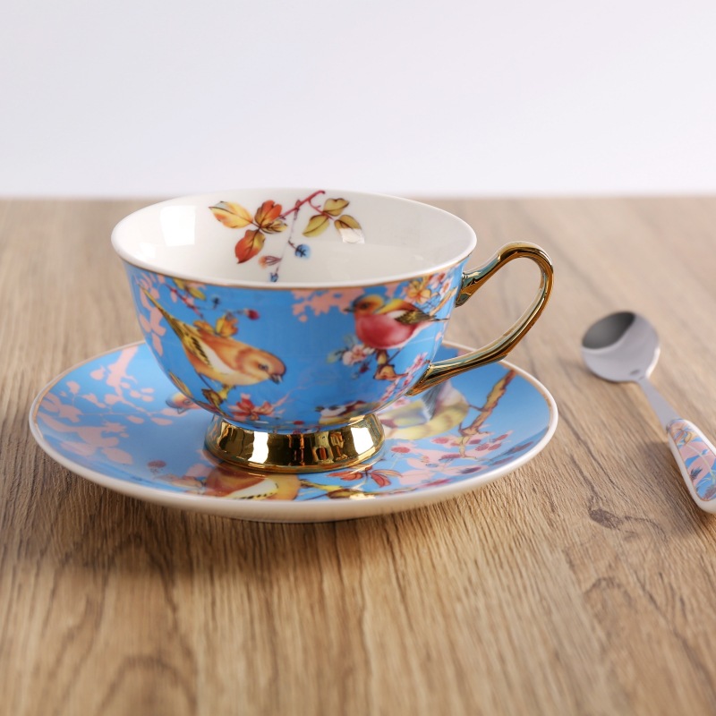 Cuchara platillo taza azul Goldfinch-200