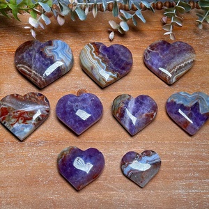 Vente en gros de pierres précieuses en améthyste et en agate en forme de cœur, pierres naturelles polies pour la décoration intérieure unique et les cadeaux de vacances - Product Image 2