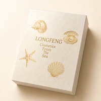 Boîte cadeau de luxe élégante pour cosmétiques, design sur le thème de l'océan, impression dorée, emballage personnalisé en papier pour produits de beauté