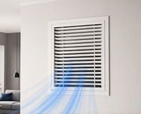 Grille d'aération en aluminium à charnières, forme rectangulaire, avec moustiquaire flexible et persiennes réglables, design moderne