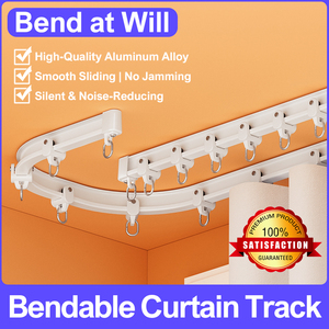 Rail de rideau flexible courbé IKSUN, rail de rideau en alliage <span class=keywords><strong>d</strong></span>'aluminium pliable pour baies vitrées et fenêtres <span class=keywords><strong>d</strong></span>'angle - Product Image 1