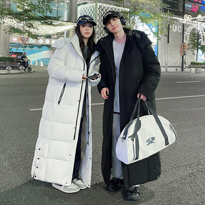 Doudoune pour hommes longueur cheville avec logo personnalisé Doudoune longue blanche en duvet de canard Parka pour couples - Product Image 5