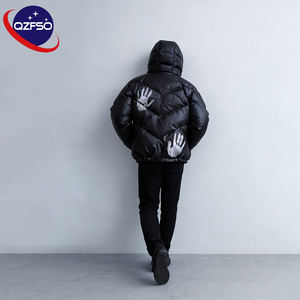 Veste matelassée surdimensionnée en toile thermoréactive à col montant, design personnalisé QZFSO, fermeture éclair, chaude pour l'hiver, effet bulle thermochromique - Product Image 1