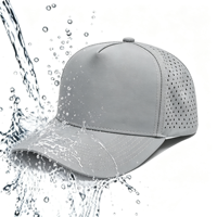 Casquette de baseball 5 panneaux personnalisée avec logo, imperméable, 100 % polyester, perforations découpées au laser, séchage rapide – Prix usine