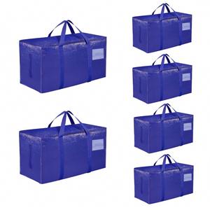 6 Pack-Extra Large Heavy Duty Moving <b>Bags</b> Waterproof Storage Totes with Handles & Zippers <b>Foldable</b> for College Dorm - Product Image 6