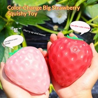 Jouet Squishy Fraise à Changement de Couleur Activé par la Lumière, Super Grand, Réaliste, Doux, Créatif, Anti-Stress, Fidget