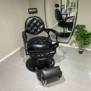 Chaises de barbier professionnelles entièrement noires Belmont inclinables Vintage pour hommes - Product Image 4