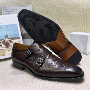 Man Double Monk Strap Schuhe Hochwertige Lederschuhe Strauß Muster Fabrik Großhandels preis - Product Image 6